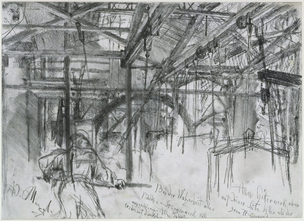 Hallen i valseværket i Königshütte. Undersøgelse om »Jernvalseværket. Moderne kykloper« af Adolph Menzel