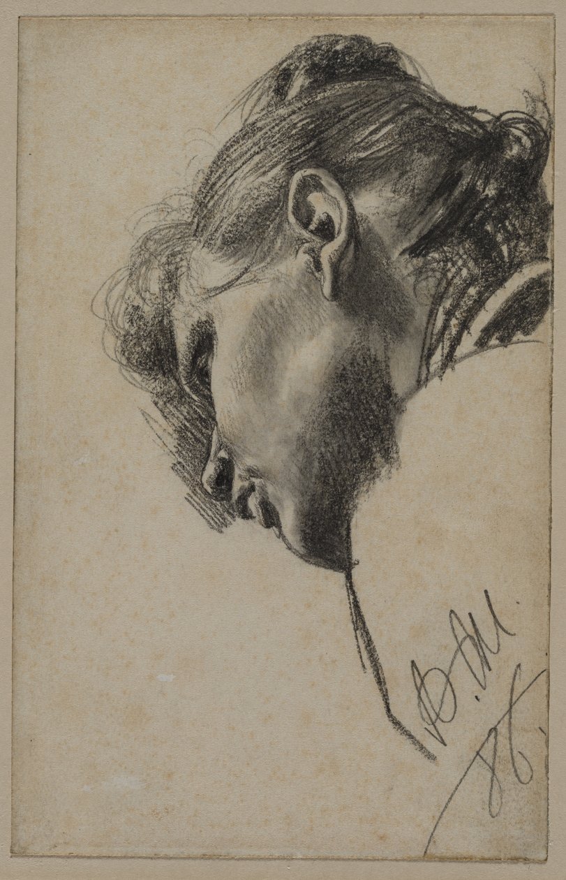 Leder af en ung kvinde set nedefra, 1886. af Adolph Menzel
