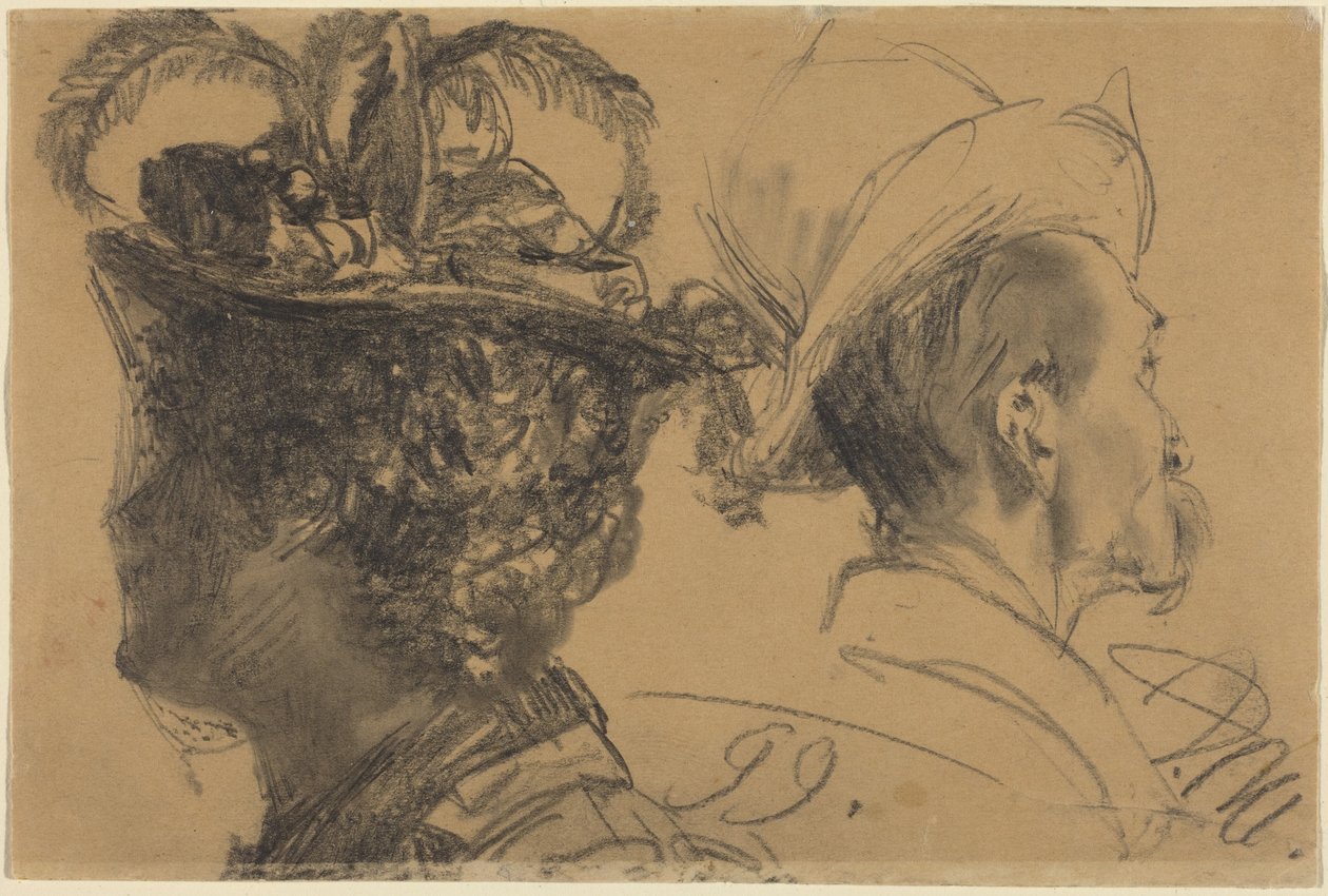 Hoveder af en mand og en kvinde af Adolph Menzel