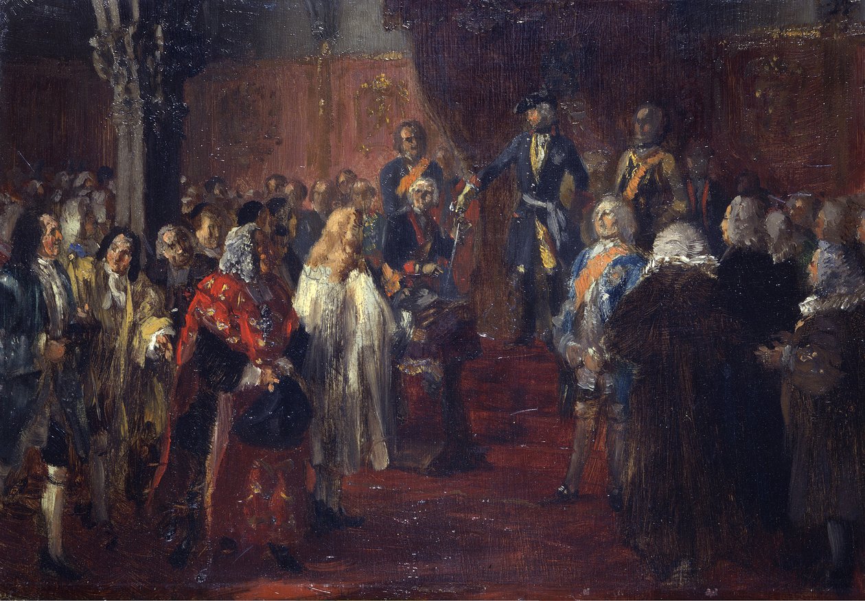 De schlesiske stænders hyldest til Frederik 2. i Breslau 1741. Skitse af Adolph Menzel