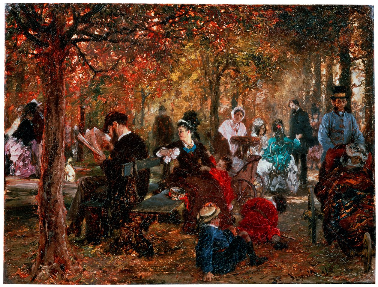I Jardin de Luxembourg En reminiscens af Jardin de Luxembourg, 1876. af Adolph Menzel