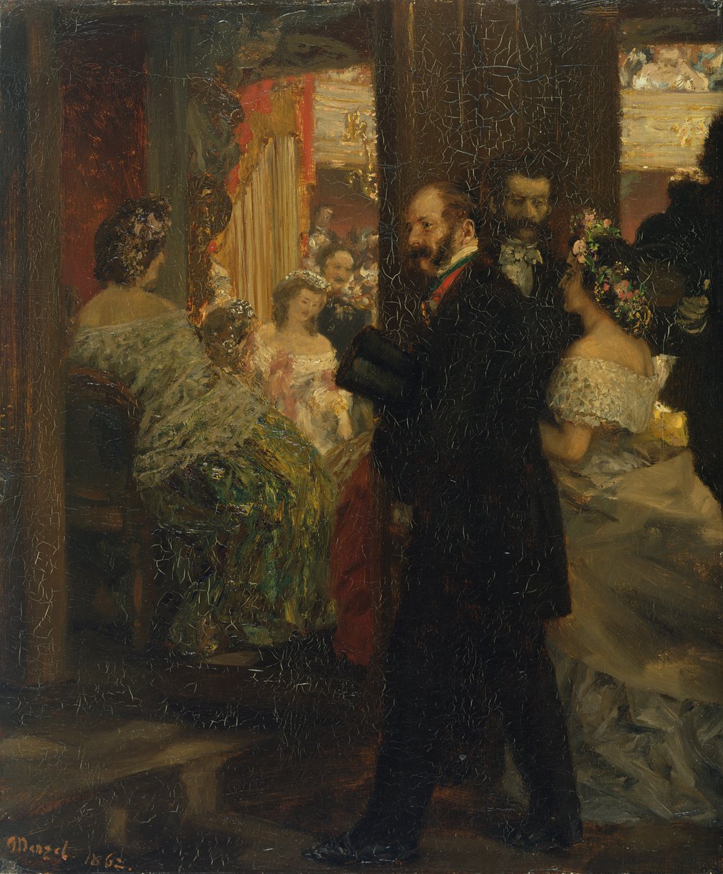 I Operahuset, 1862 (olie på papir monteret på kort) af Adolph Menzel