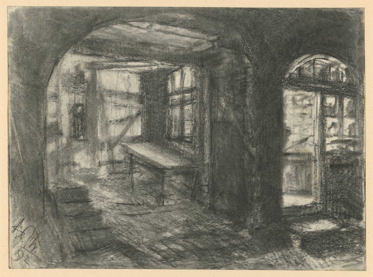 Interiør i et bondehus af Adolph Menzel