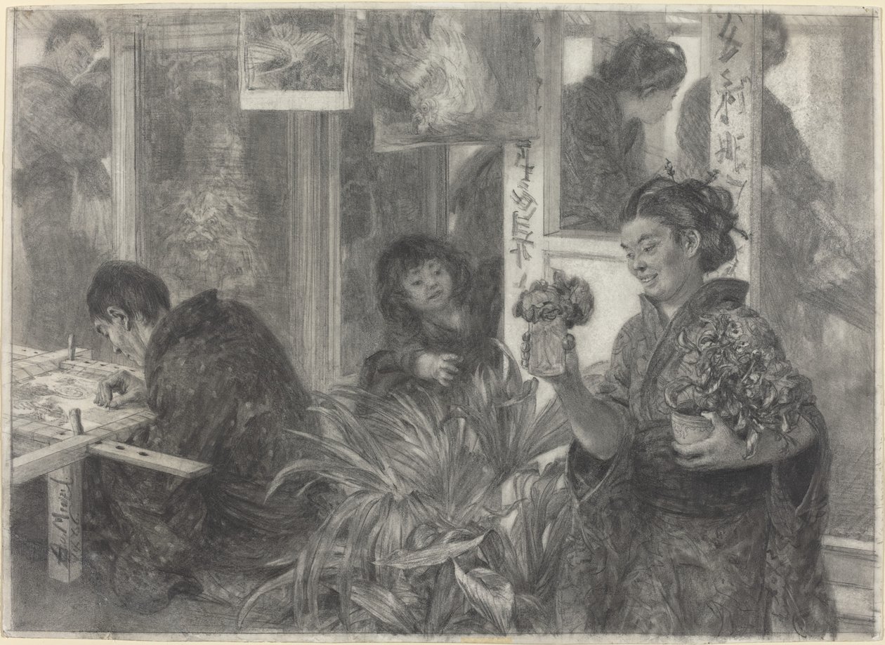 Japansk kunstner på arbejde af Adolph Menzel
