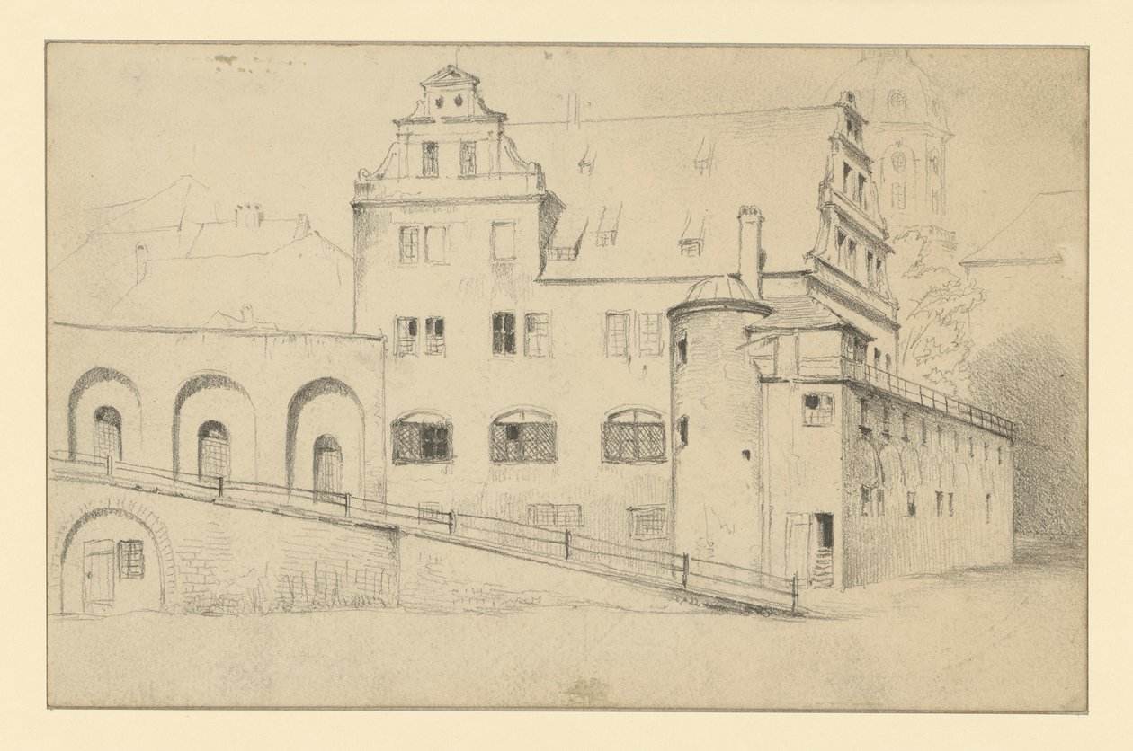 Kancellibygningen i Dresden, set fra Stallhof af Adolph Menzel