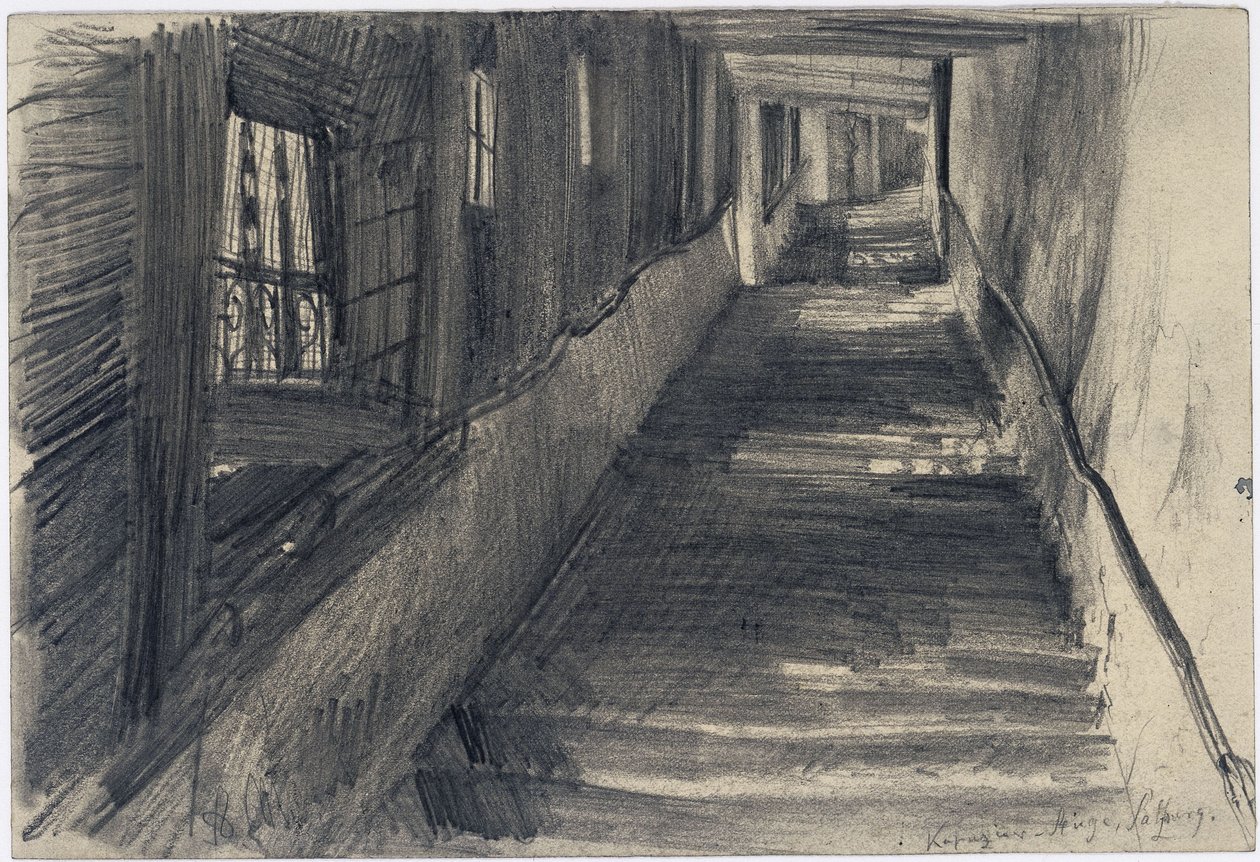 Kapuzinerstiegen i Salzburg af Adolph Menzel