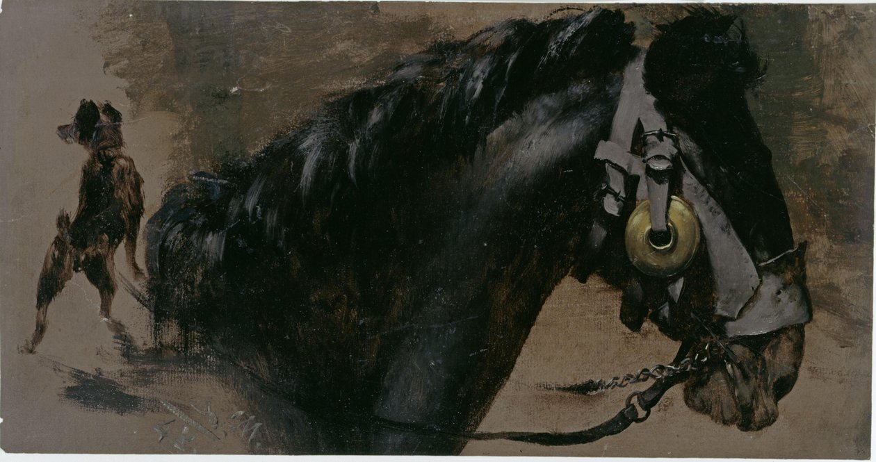 Hovedet af en hest og en hund af Adolph Menzel