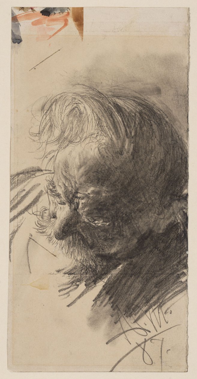 Hovedstudie af en skægget gammel mand af Adolph Menzel