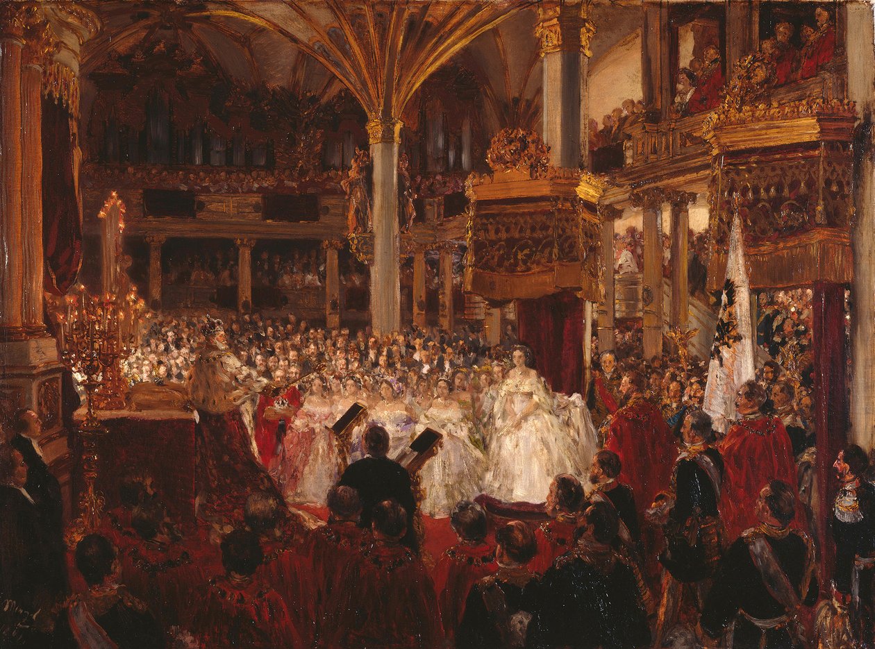 Kroningen af kong Wilhelm I i Königsberg (skitse) af Adolph Menzel