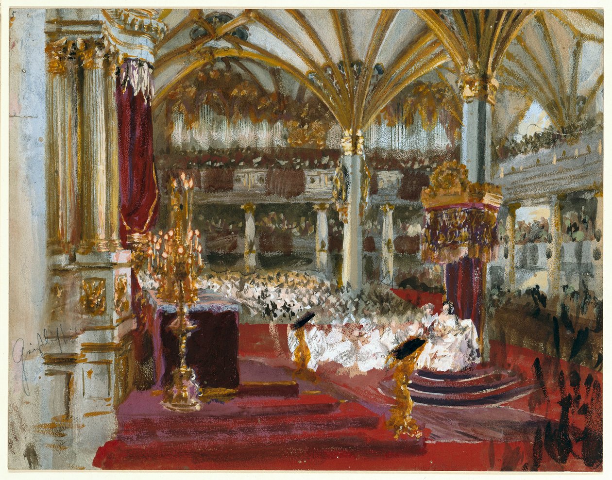 Kroningen af Wilhelm 1. i slotskirken i Königsberg 1861 af Adolph Menzel