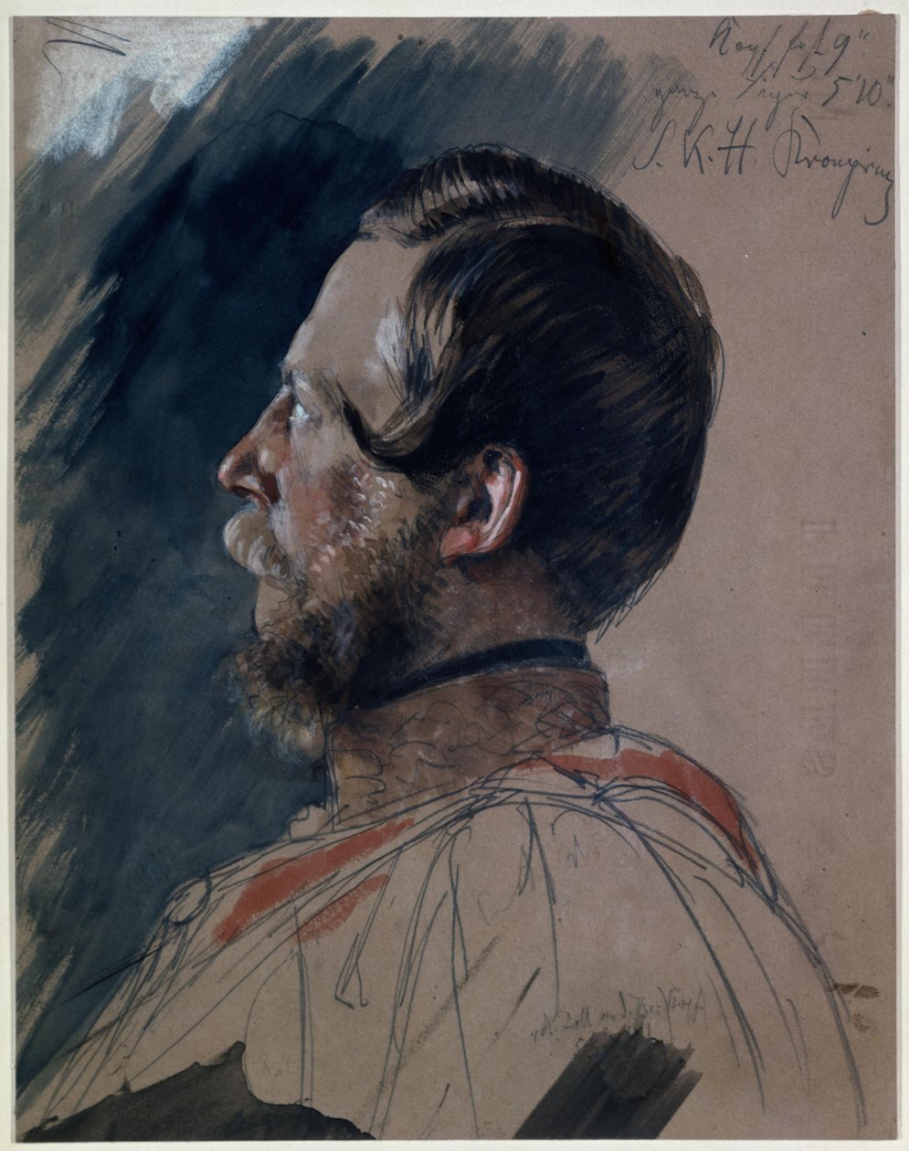 Kronprins Friedrich Wilhelm. Studie til maleriet »Wilhelm I’s kroning i Königsberg« af Adolph Menzel