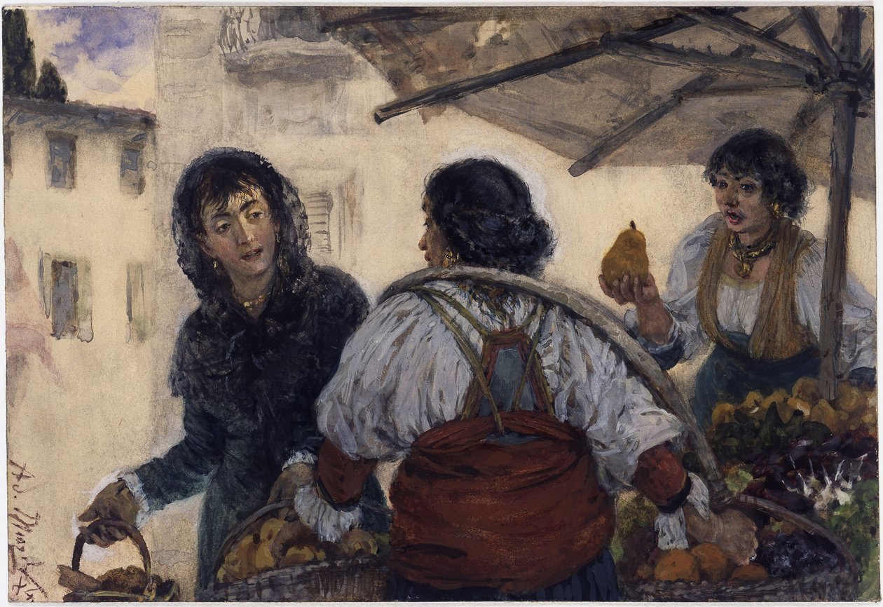 Markedsscene i Verona af Adolph Menzel
