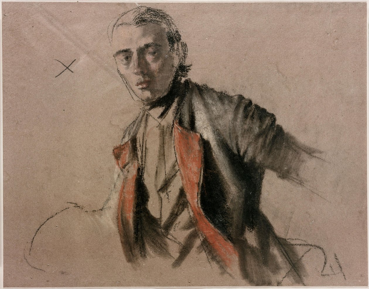 Modelstudie (Richard Menzel) som general von Stille til maleriet »Friederich den Stores rundbordsselskab i Sanssouci« af Adolph Menzel