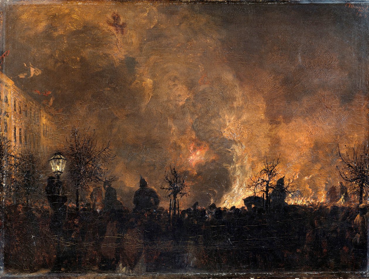 Efter fakkeltoget. Sammenkastning af faklerne på Dönhoffplatz i Berlin af Adolph Menzel