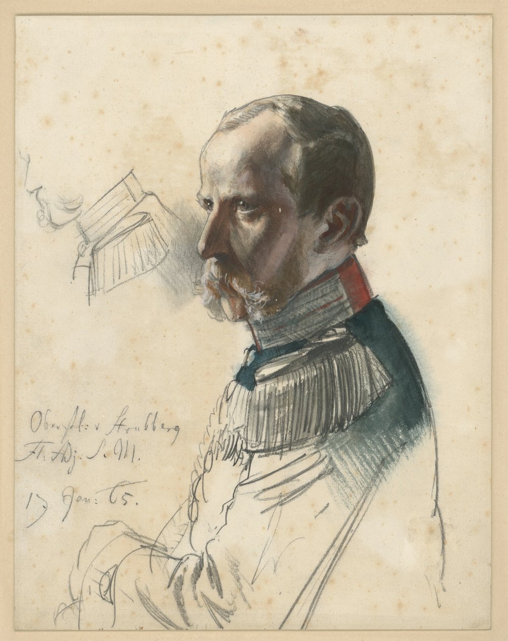 Oberstløjtnant von Strubberg, kongens fløjadjudant af Adolph Menzel