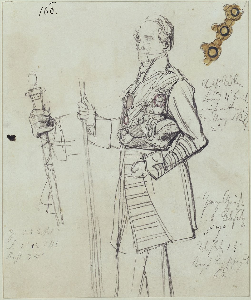 Overceremonimester Rudolf greve Stillfried-Alcantara. Studie til maleriet „Kroningen af Wilhelm 1. i Königsberg“ af Adolph Menzel