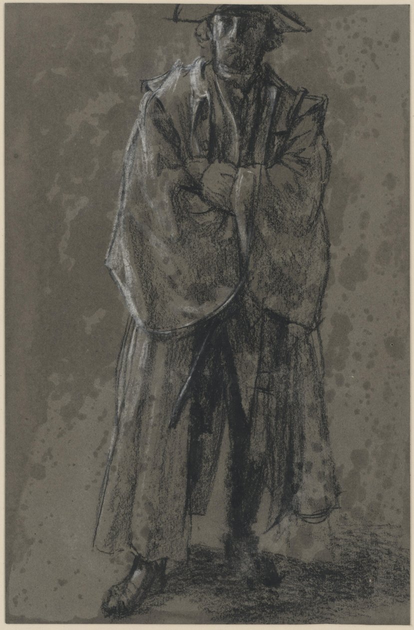 Officer med frakke og hat (holdningsstudie af Moritz von Anhalt-Dessau) af Adolph Menzel