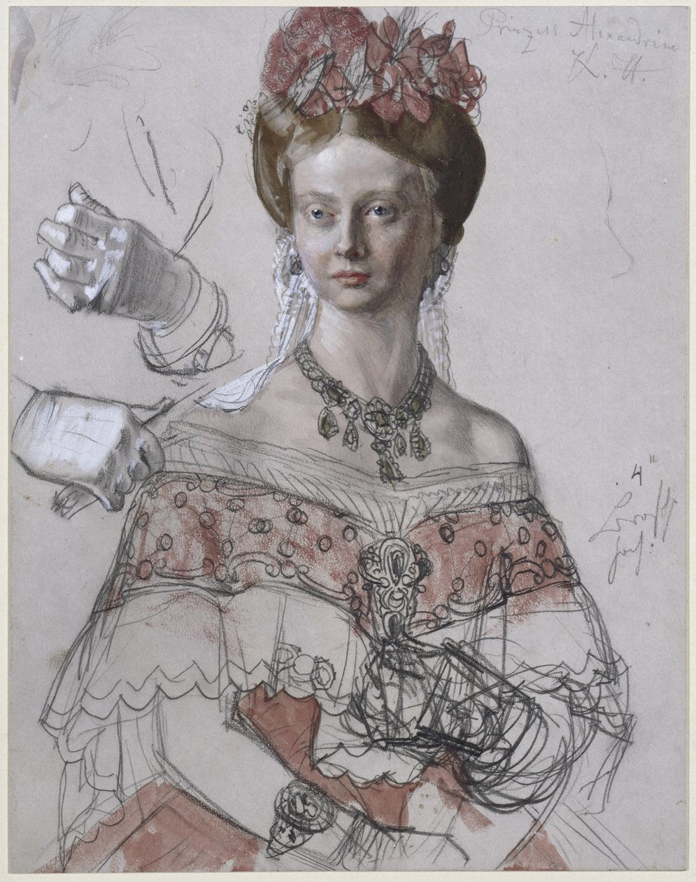 Prinsesse Alexandrine af Preussen, portrætstudie til maleriet «Wilhelm I