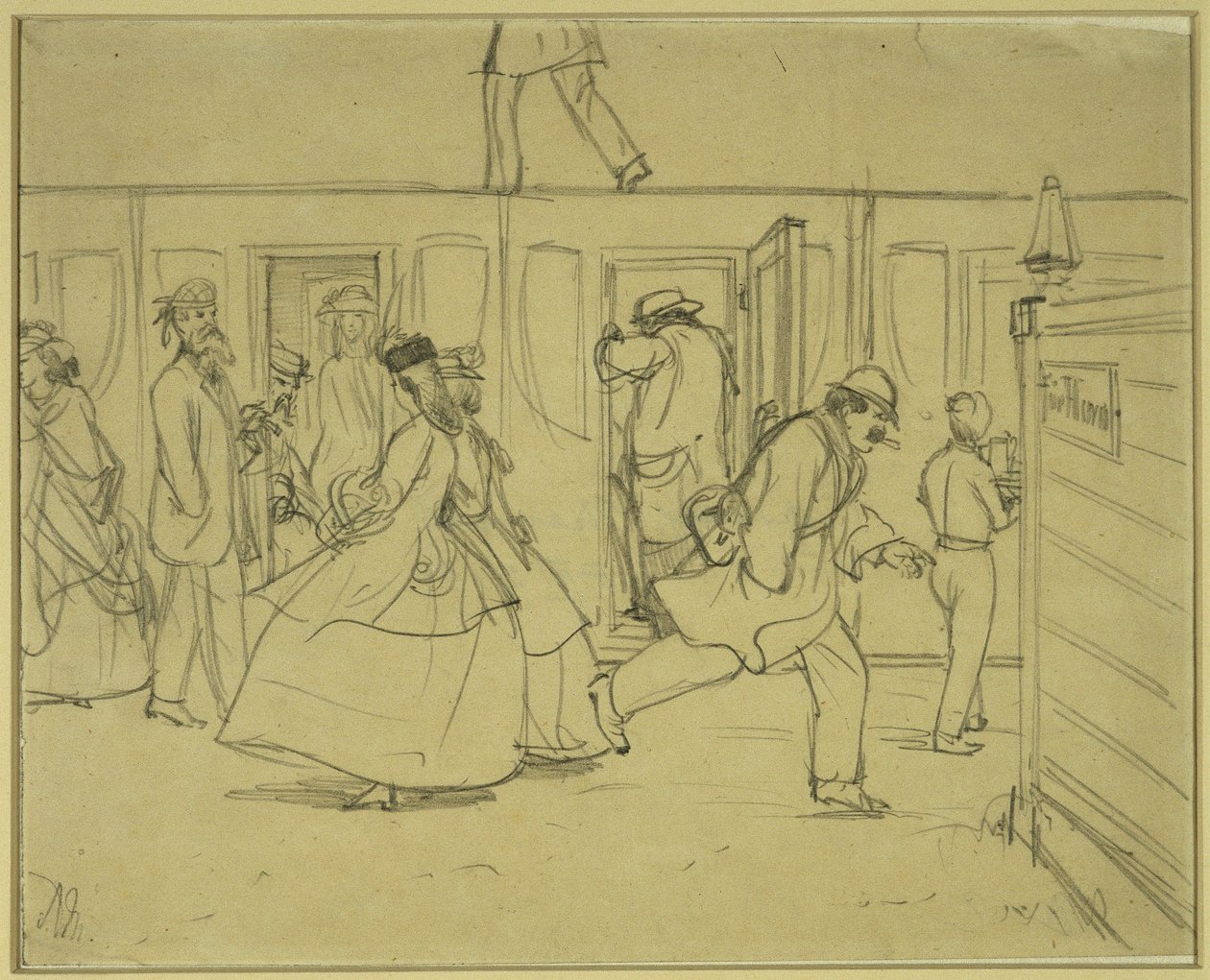 Rejsende på jernbanestationen («For herrer») af Adolph Menzel