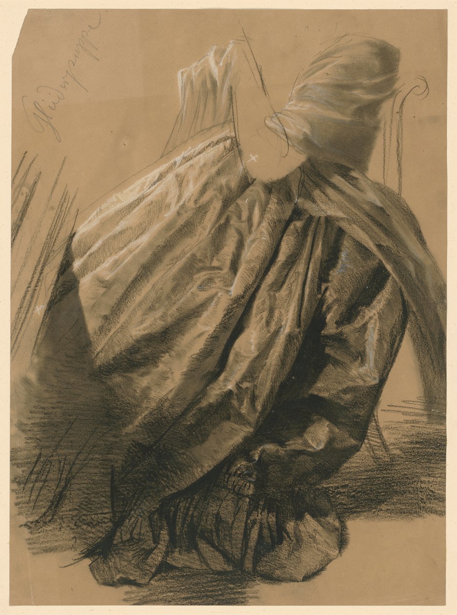 En dames nederdel, der sidder til venstre, studie til »Forstyrrelsen« af Adolph Menzel