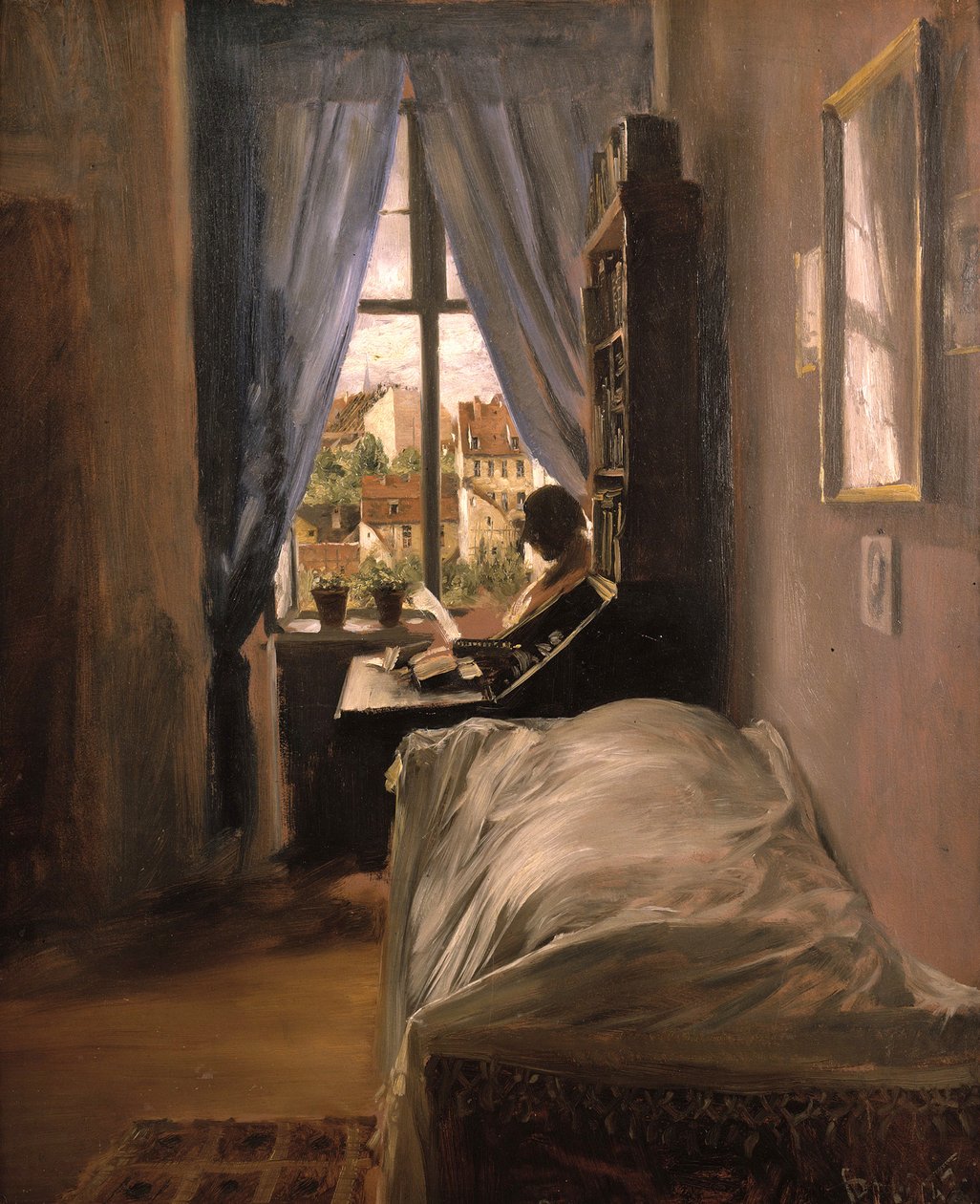 Kunstnerens soveværelse i Ritterstraße af Adolph Menzel