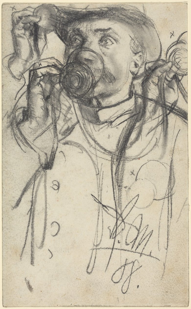 Undersøgelser af en mand, der drikker af Adolph Menzel