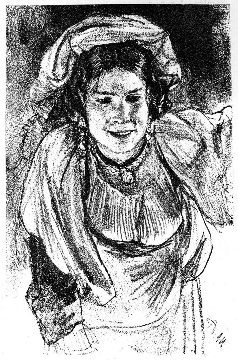 Studie af en italiensk pige, c1880-1882. af Adolph Menzel