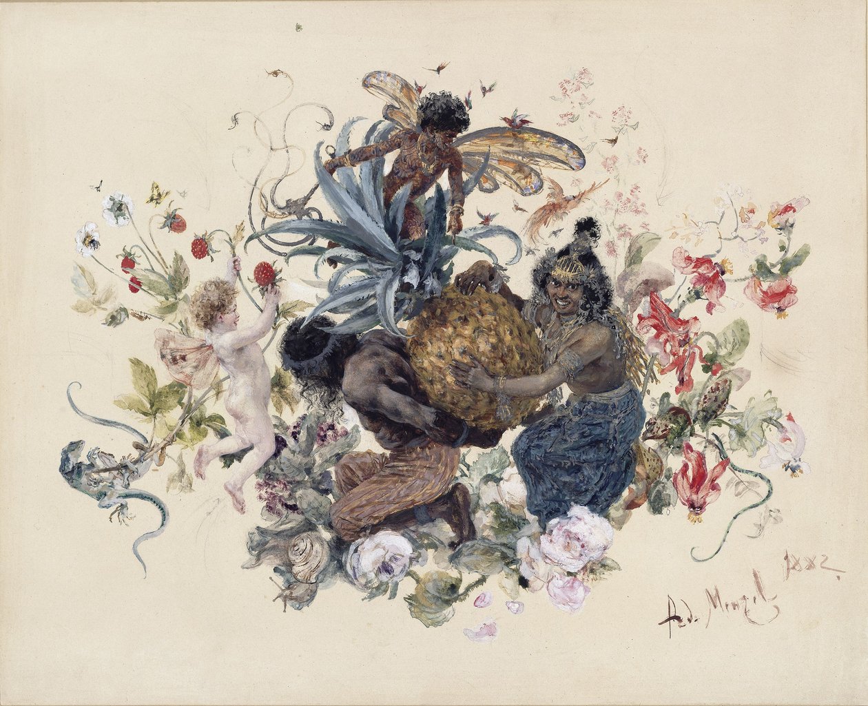 Bordservice: Frugtskål af Adolph Menzel