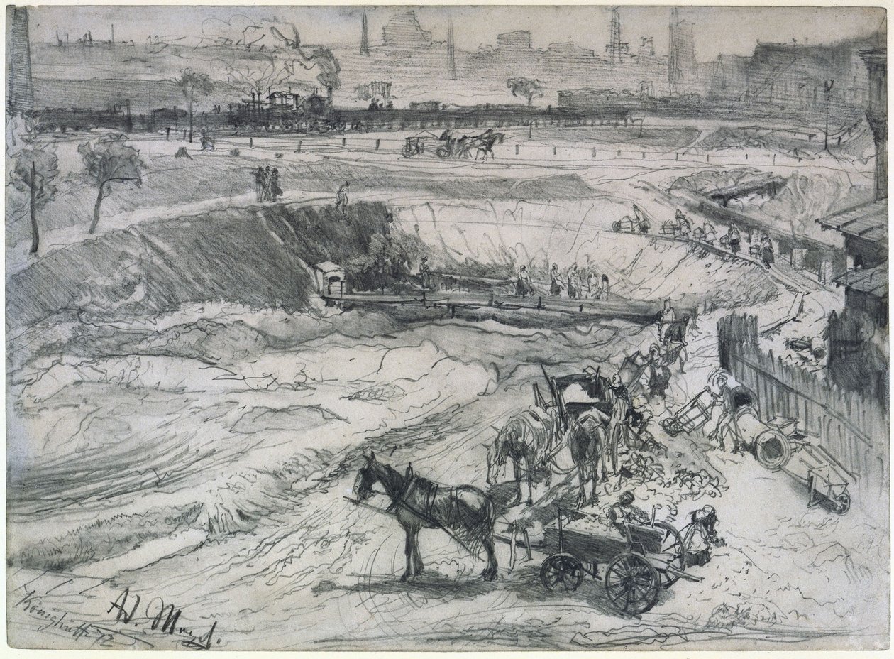 Åben minedrift i Königshütte af Adolph Menzel