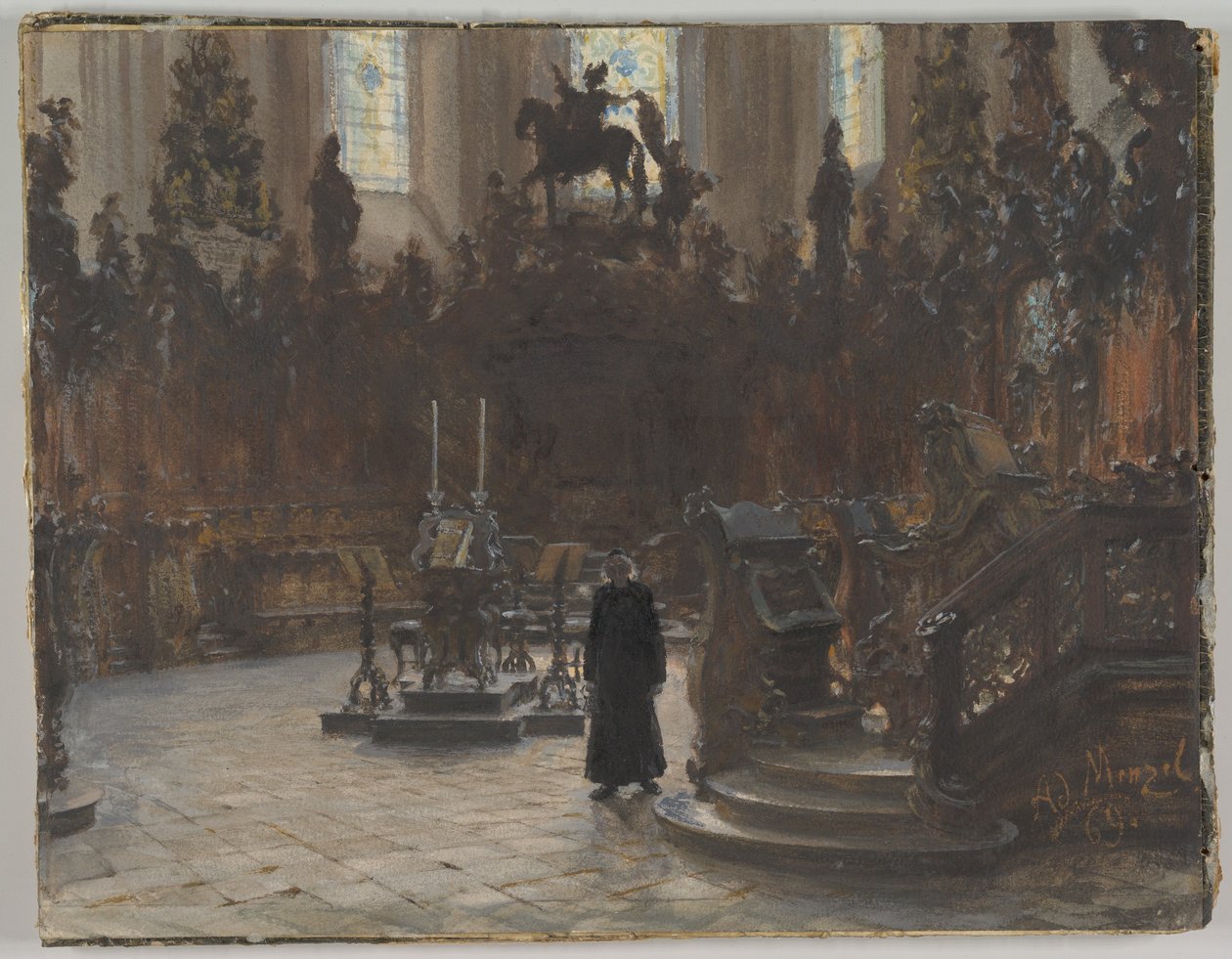 Korbænkene i katedralen i Mainz af Adolph Menzel