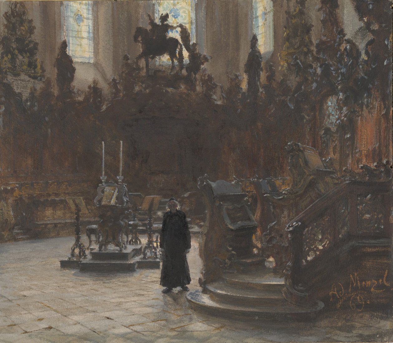 Korstallene i Mainz-katedralen, 1869. af Adolph Menzel
