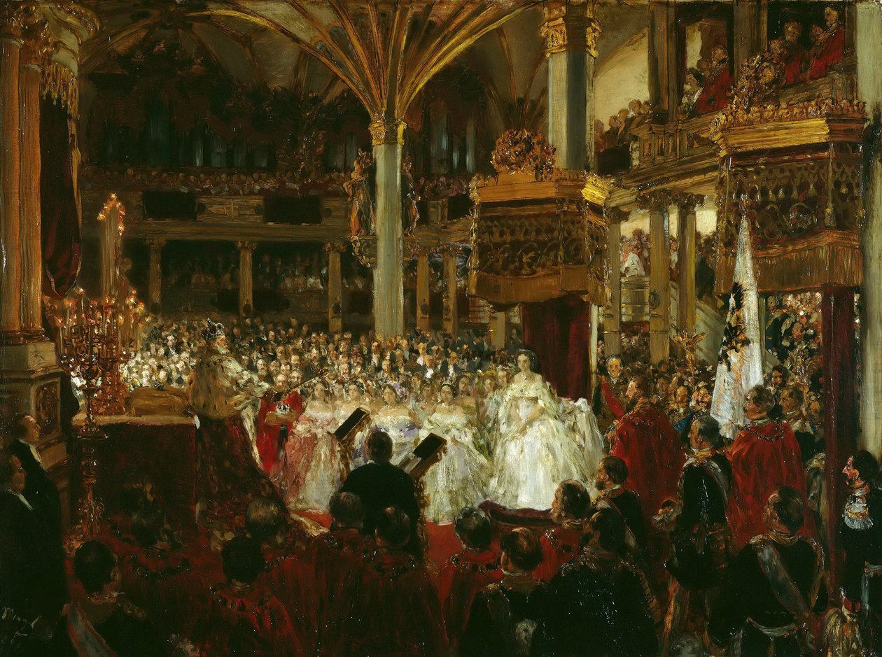 Kroningen af Vilhelm I som konge af Preussen på Königsberg Slot i 1861, 1861. af Adolph Menzel