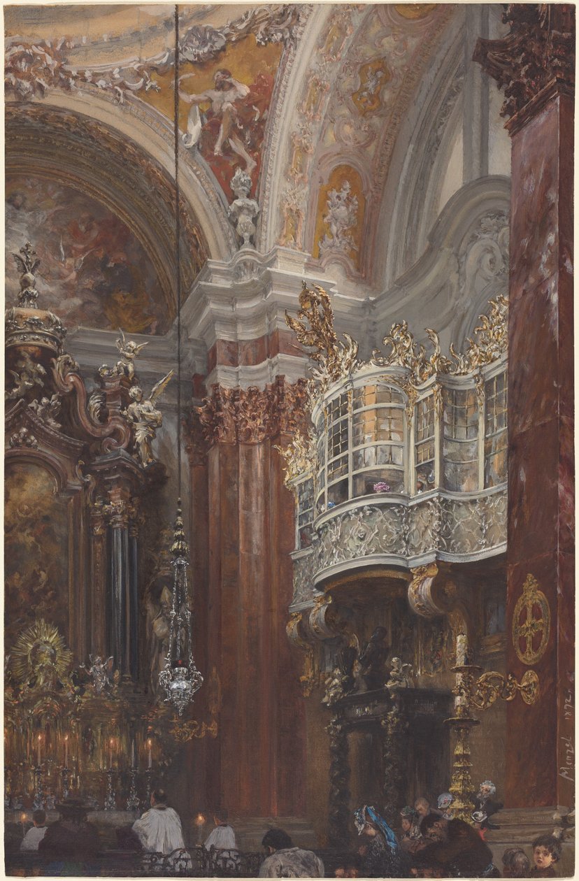 Interiøret i Jacobskirche i Innsbruck af Adolph Menzel