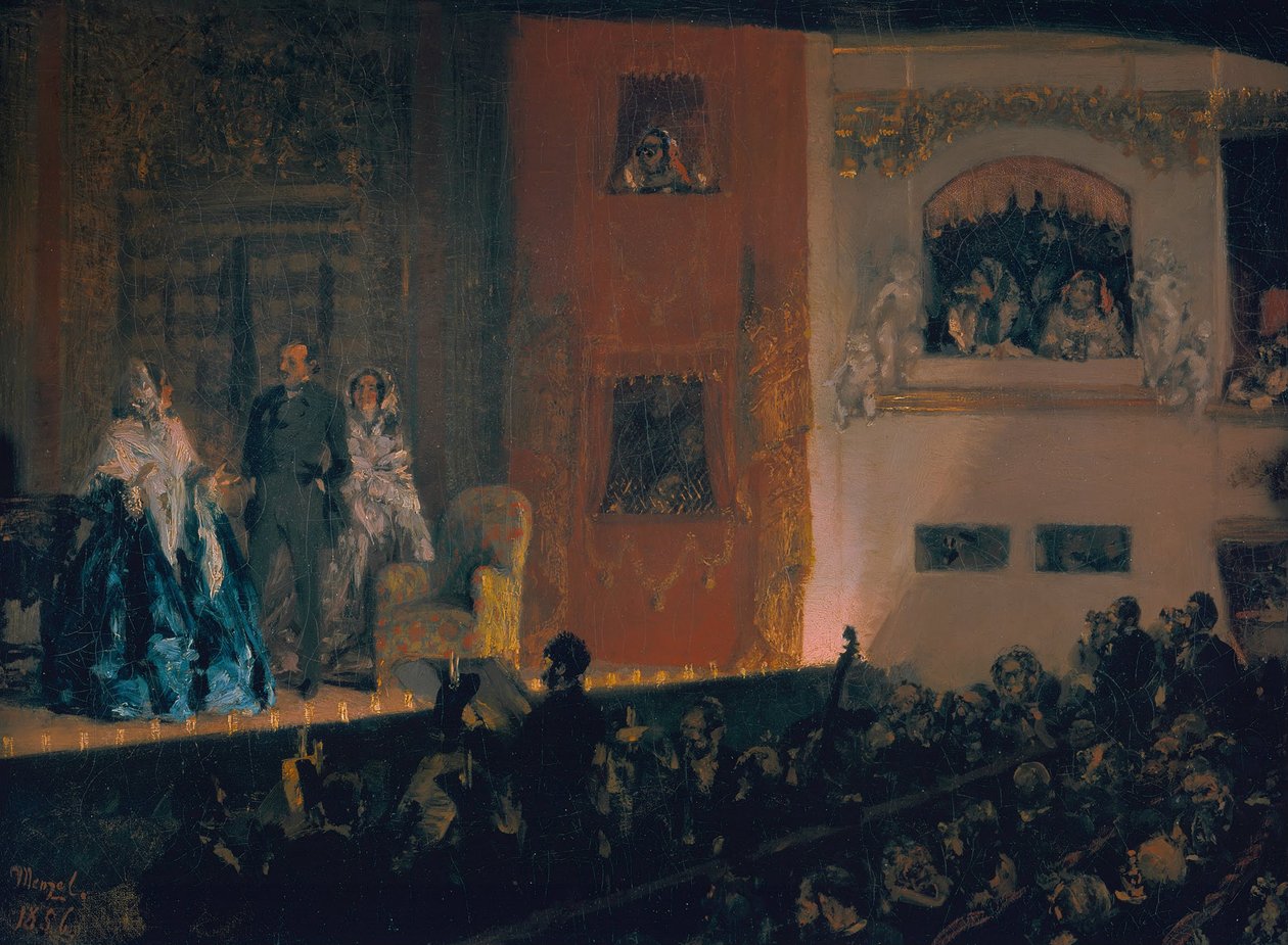 Gymnase Theatre i Paris, 1856 af Adolph Menzel