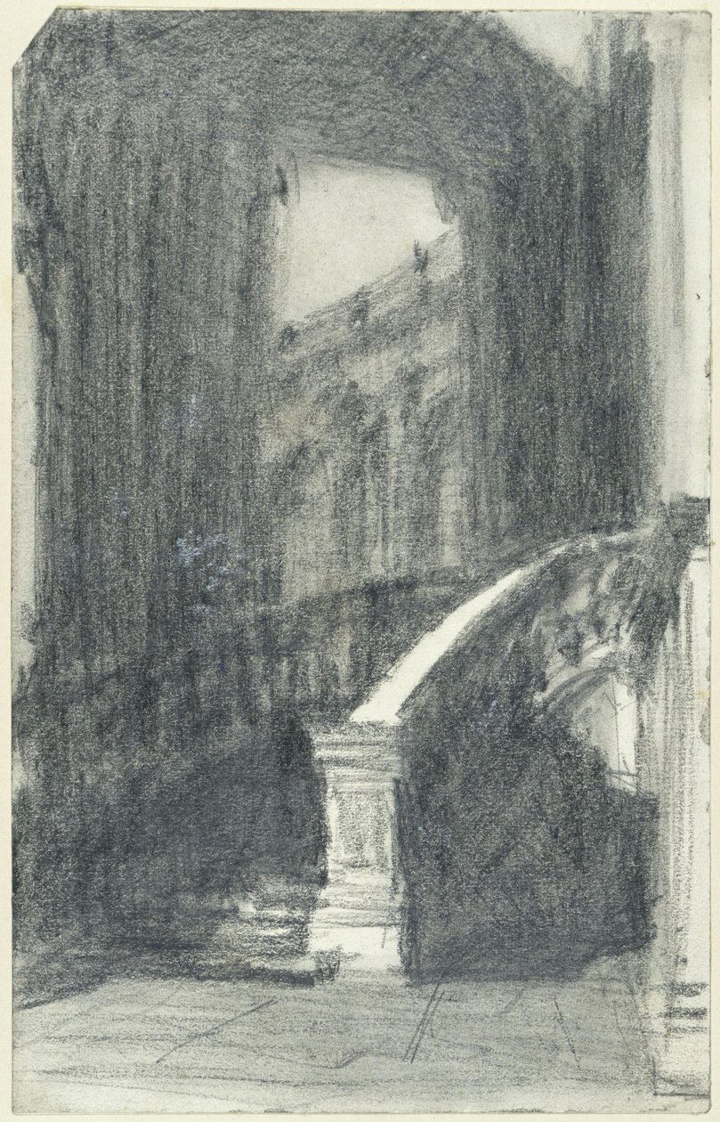Trappen i Zwingers bypavillon i Dresden om natten af Adolph Menzel