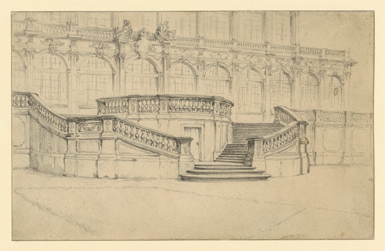 Trappeopgang til den matematisk-fysiske salon i Zwinger i Dresden af Adolph Menzel