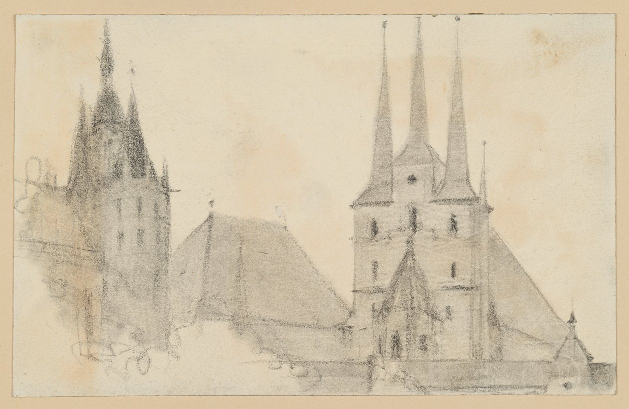 Tårne og tage på domkirken og St. Severin i Erfurt af Adolph Menzel