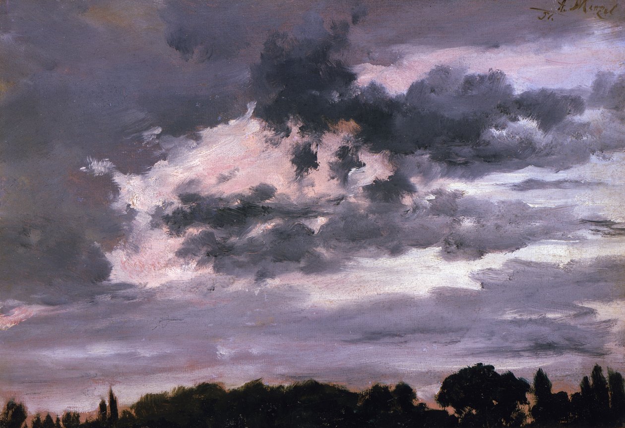 Undersøgelse af skyer af Adolph Menzel