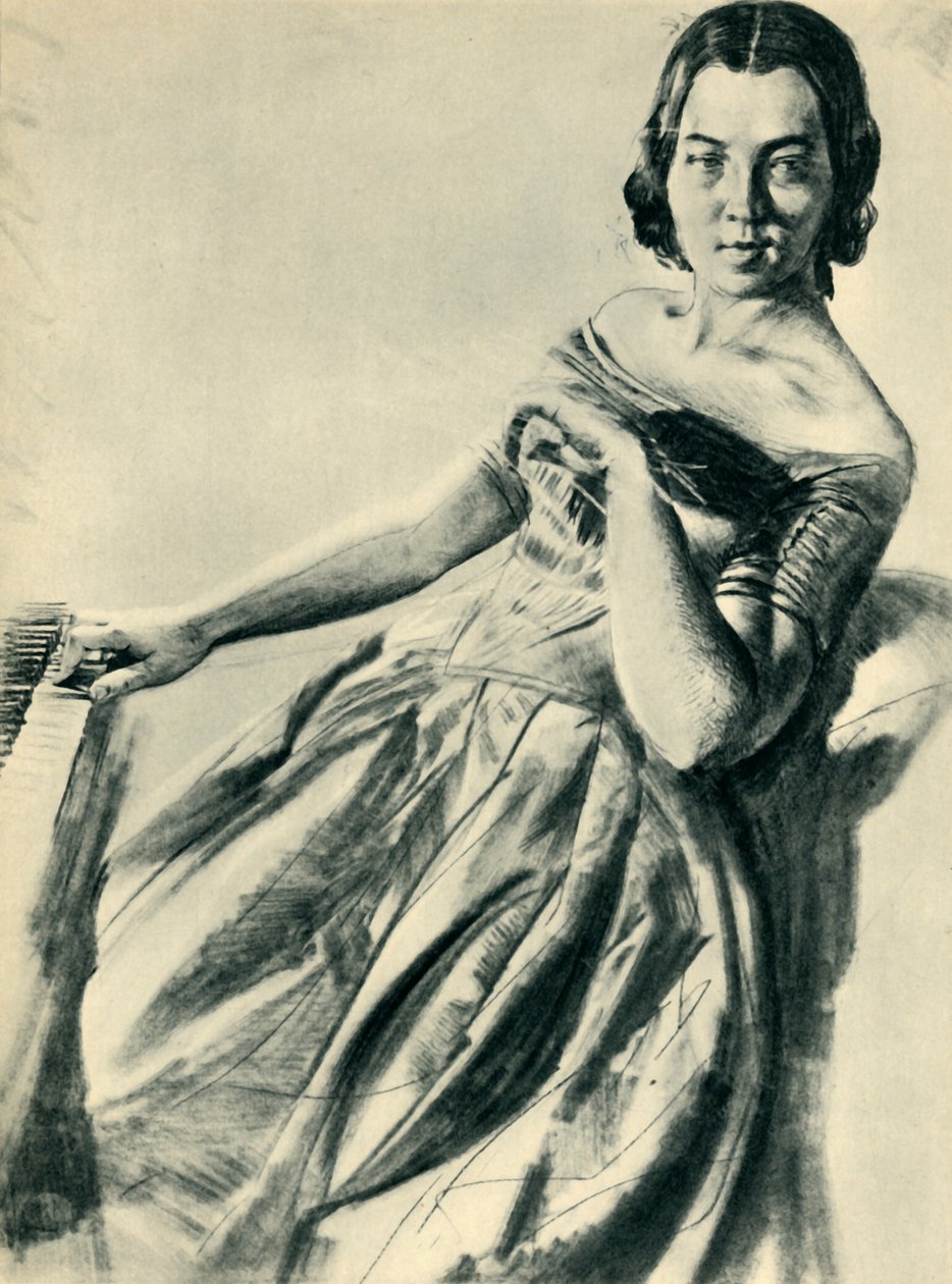 Kvinde ved klaveret, 1846, 1943. af Adolph Menzel