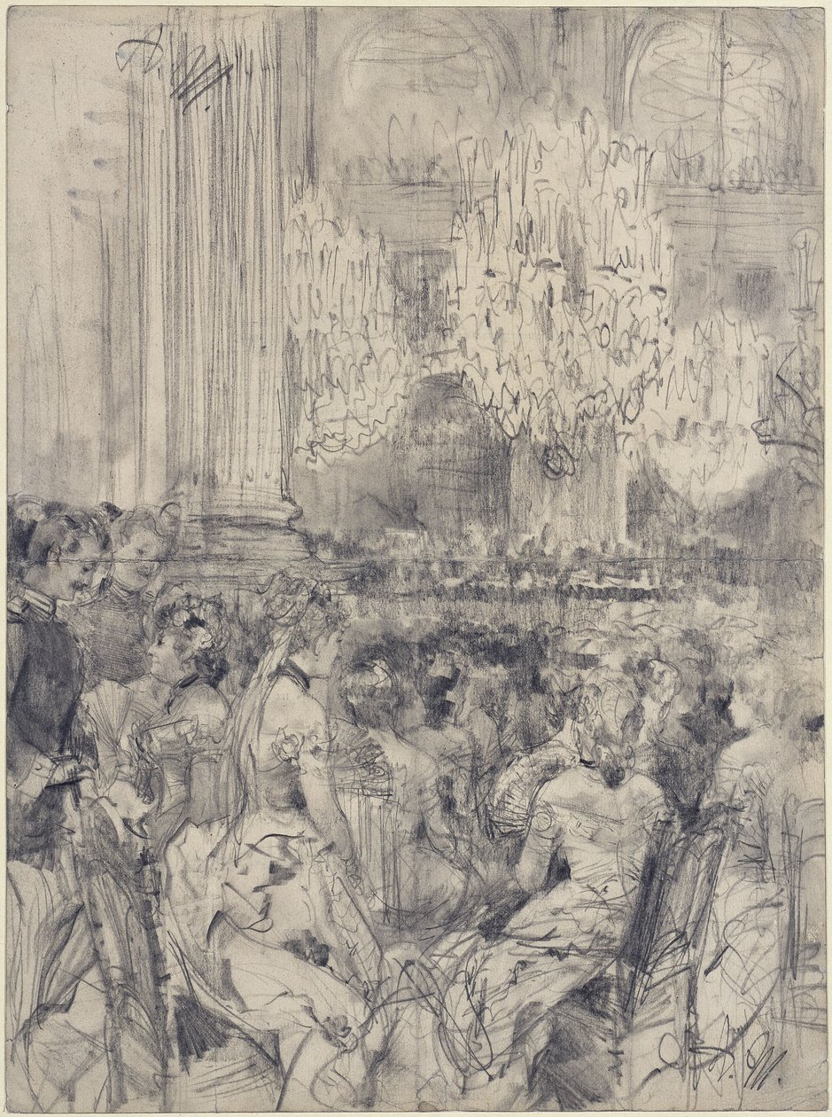 Tilhørere ved koncert i Den Hvide Sal på Berlins slot af Adolph Menzel