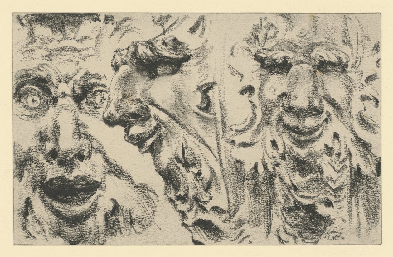 To faunmasker i Zwinger i Dresden af Adolph Menzel