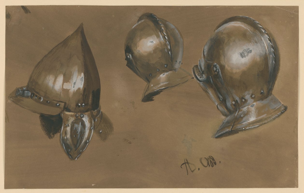 To hovedrustninger og en hjelm af Adolph Menzel