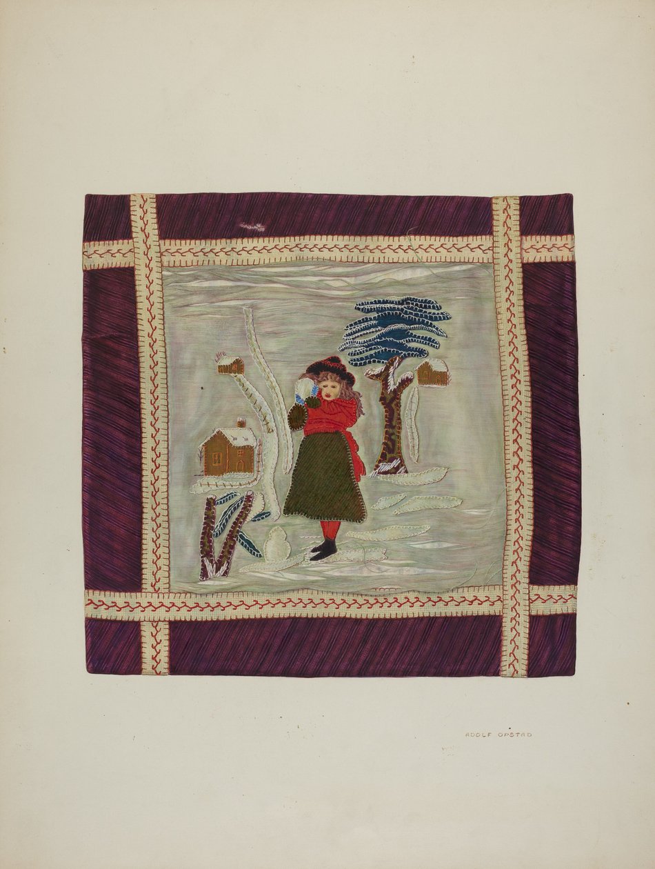 Applique Coverlet Detail, 1941. af Adolph Opstad