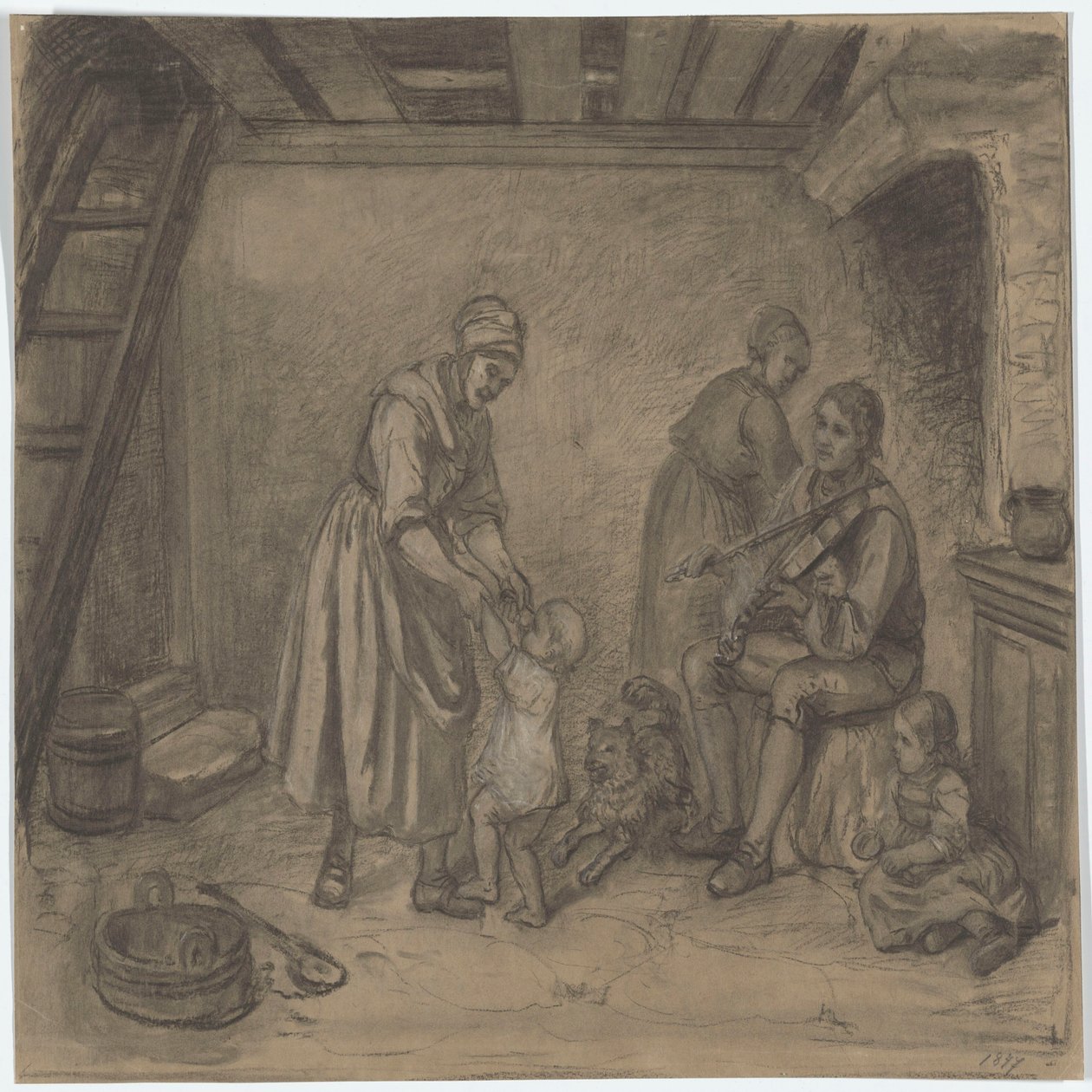 Huslig scene på landet af Adolph Tidemand