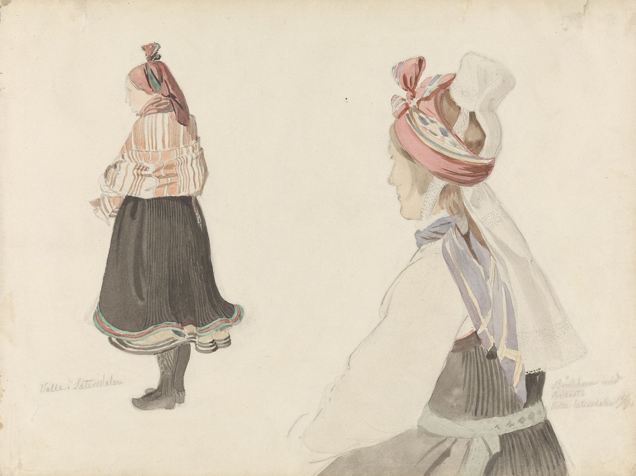Dragtstudier, Valle i Setesdal af Adolph Tidemand