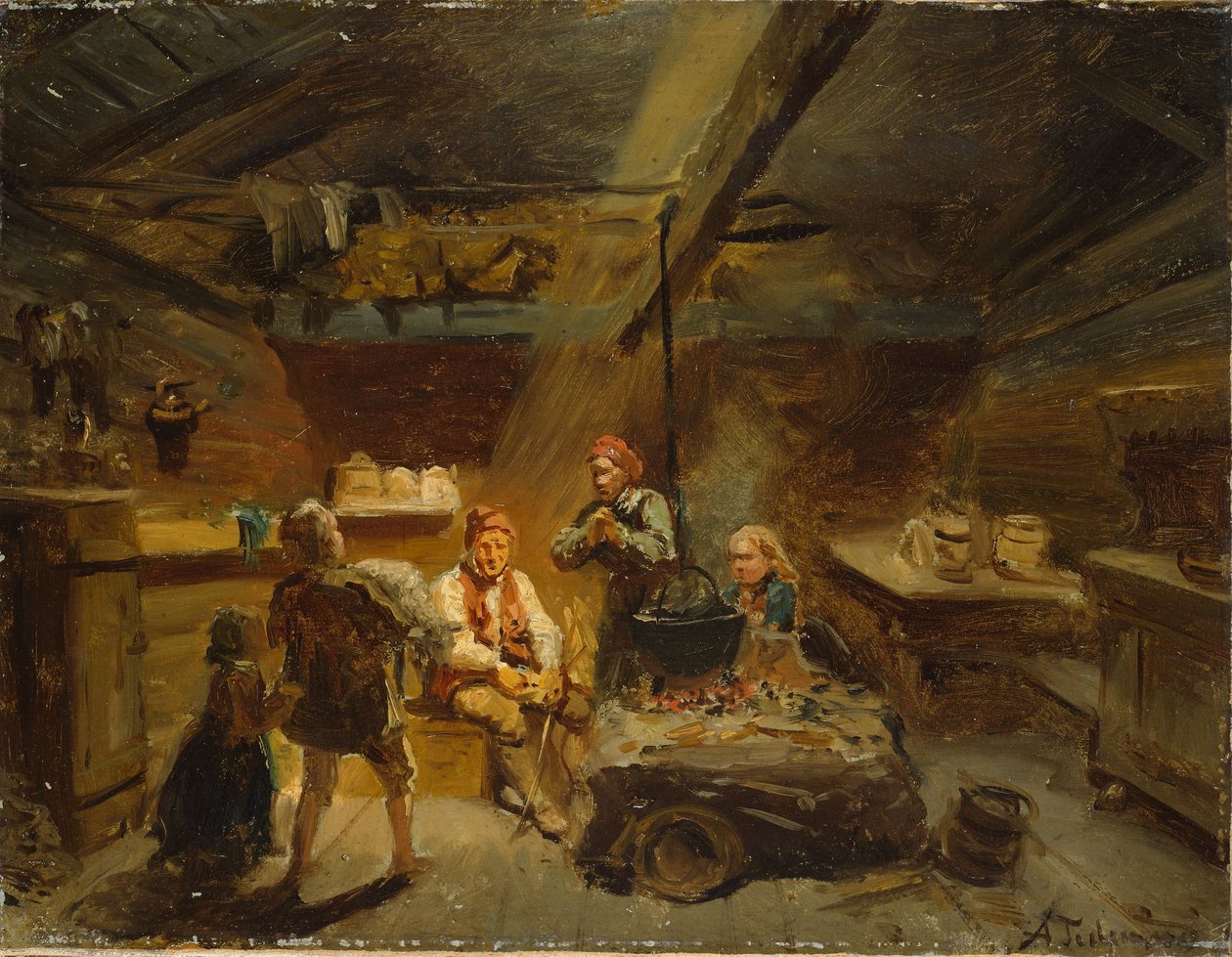 En dreng, der kommer hjem med et sygt lam af Adolph Tidemand