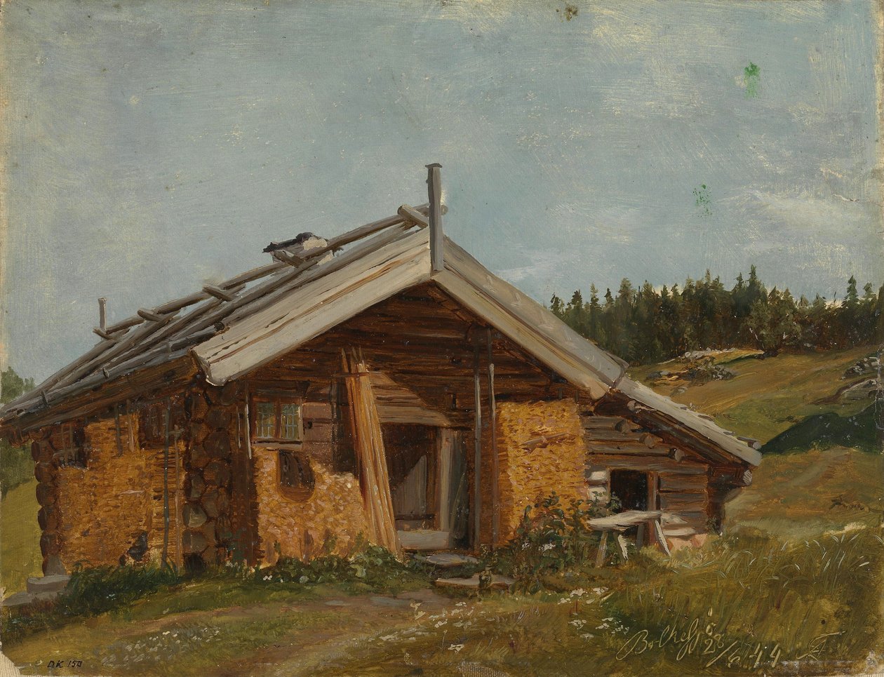 Gårdshus ved Bolkesjø af Adolph Tidemand
