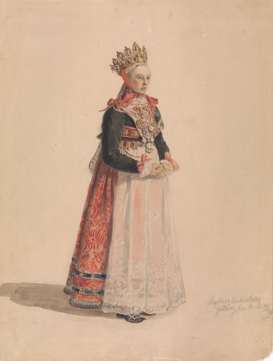 Ingeborg Andresdatter Gulsvik som brud af Adolph Tidemand