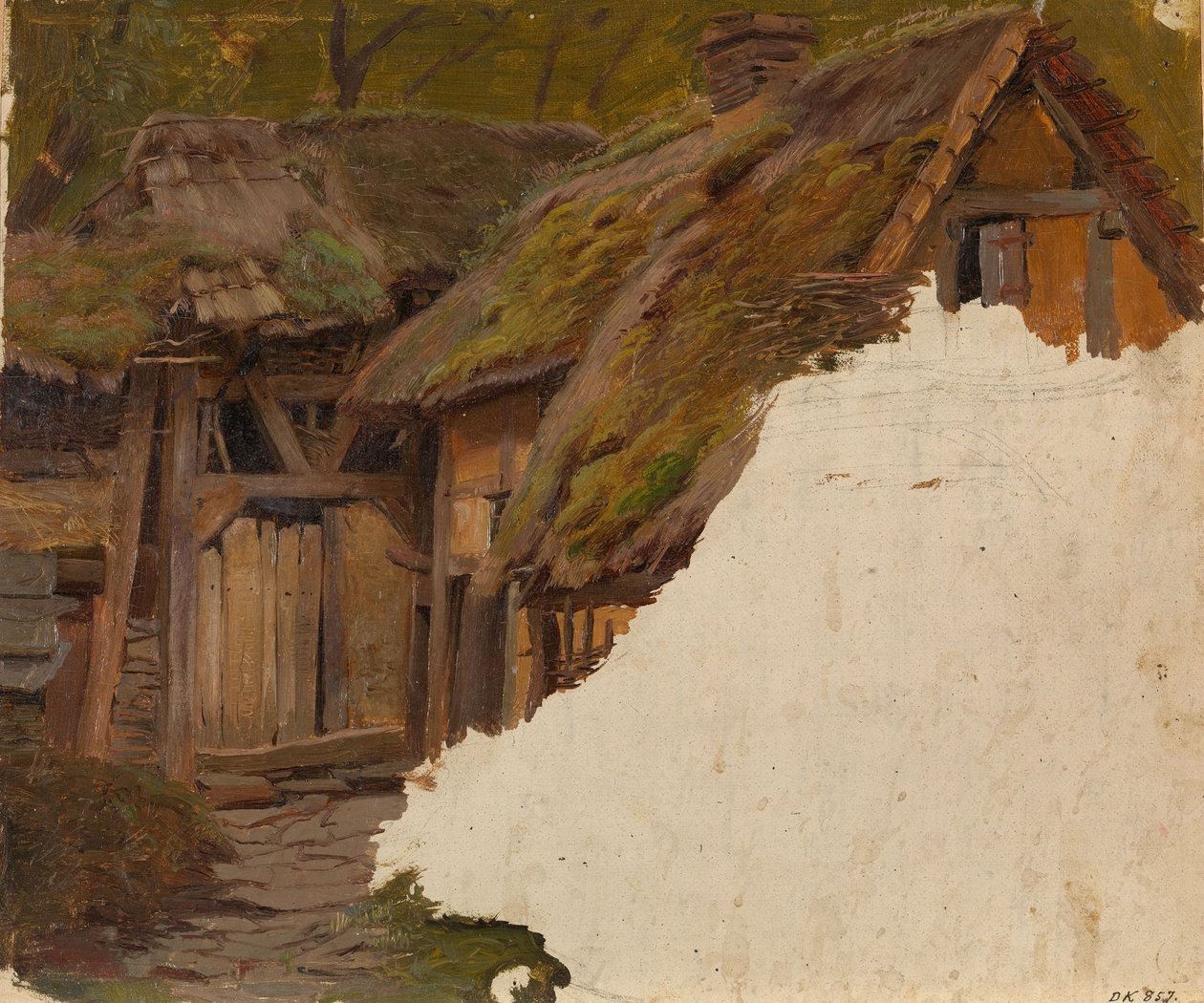 Studie af en gammel gård af Adolph Tidemand