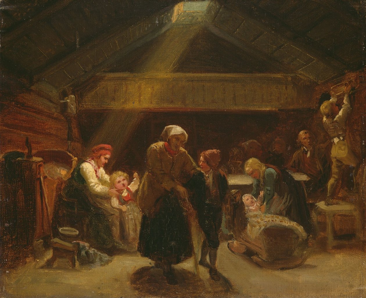 En søndag formiddag i en bondes hus af Adolph Tidemand